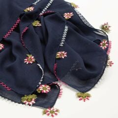 LACİVERT PEMBE İĞNE OYALI YEMENİ