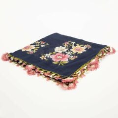 LACİVERT GÜL KURUSU İĞNE OYALI YEMENİ
