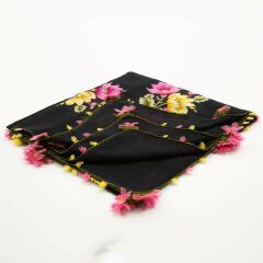 SİYAH PEMBE ÇİÇEK İĞNE OYALI YEMENİ