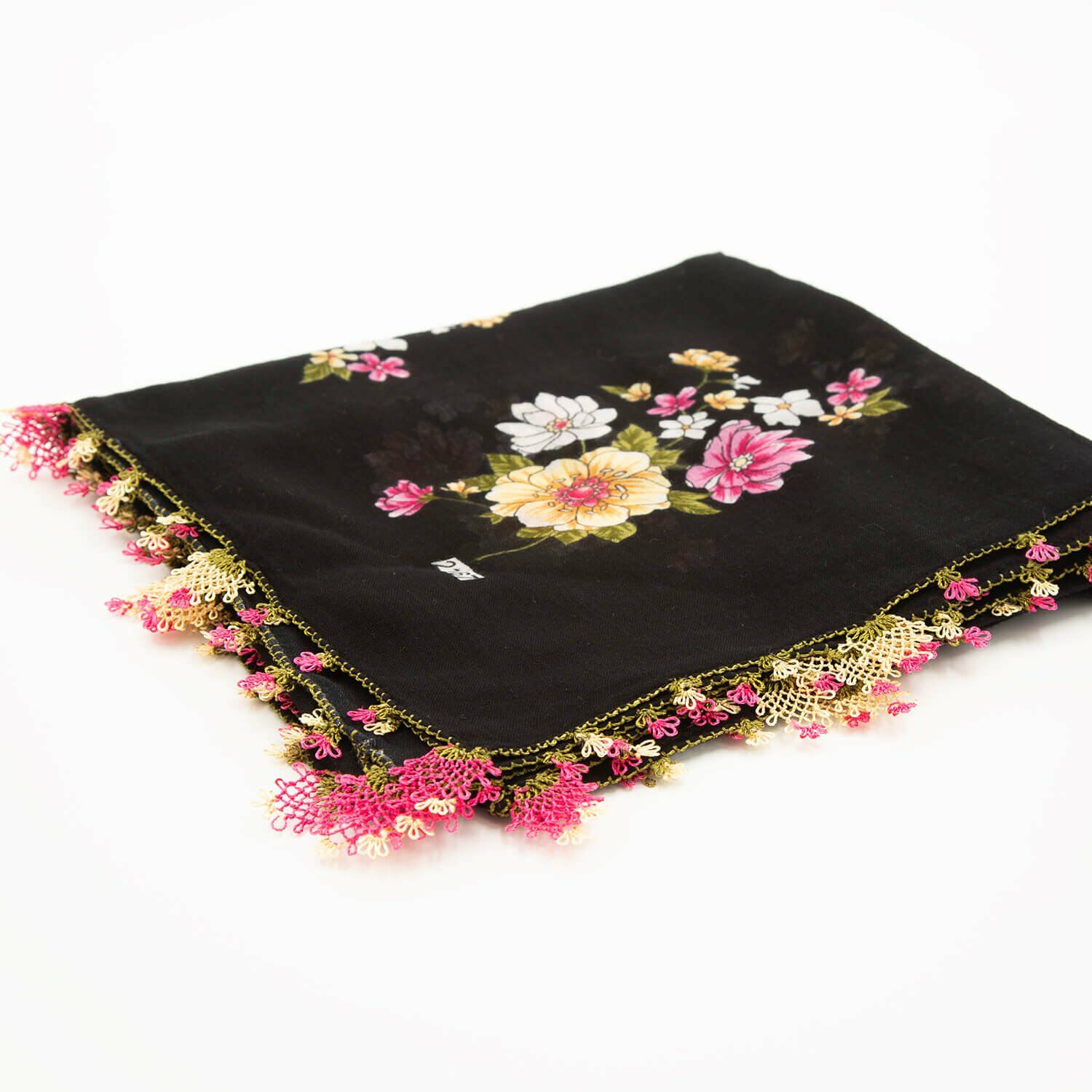 SİYAH PEMBE İĞNE OYALI YEMENİ