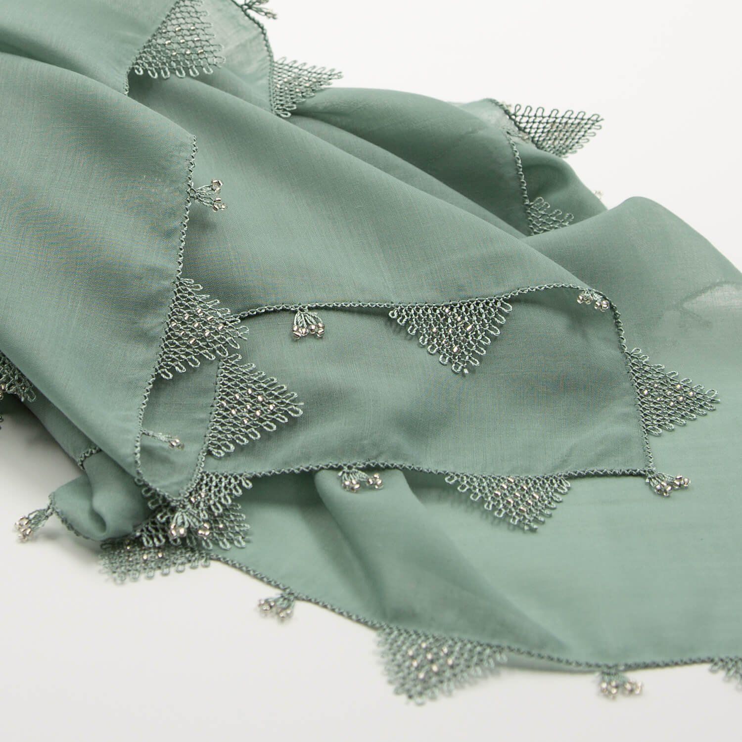 MERCAN YEŞİLİ RENGİ İĞNE OYALI YEMENİ