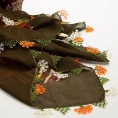 YEŞİL TURUNCU BEYAZ İĞNE OYALI YEMENİ