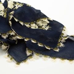 LACİVERT KREM İĞNE OYALI YEMENİ