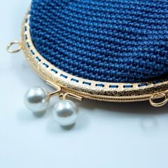 İNDİGO MAVİ İNCİLİ CÜZDAN ÇANTA