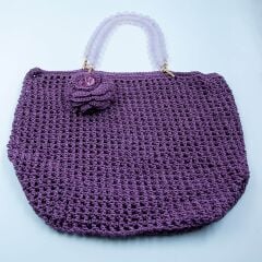 GÜLLÜ MOR BÜYÜK ÖRGÜ ÇANTA