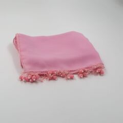 BONCUK İĞNE OYALI PEMBE DİKDÖRTGEN FULAR