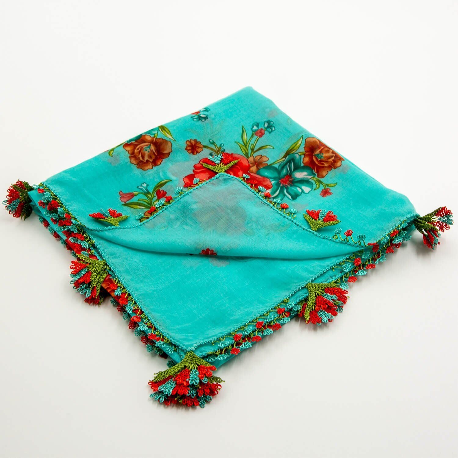 MAVİ KIRMIZI İĞNE OYALI YEMENİ